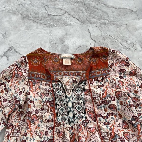 Flying Tomato Womens Tunic Top Size Small Boho Hippie 3/4 Sleeve Multicolor - Picture 2 of 5